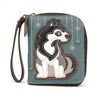 Husky - Zip-Around Wallet - Blue/Grey - Faux Leather