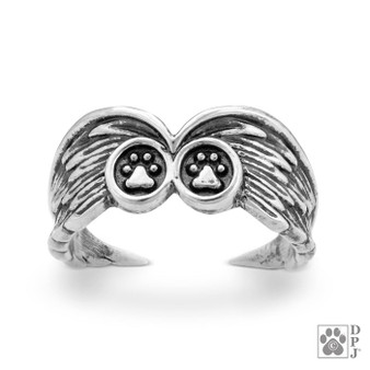 Adjustable Angel Wings Ring- Memorial Ring - recycled .925 Sterling Silver
