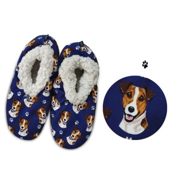 Jack Russell Dog Plush Slippers - one size fits most  women - 5-11