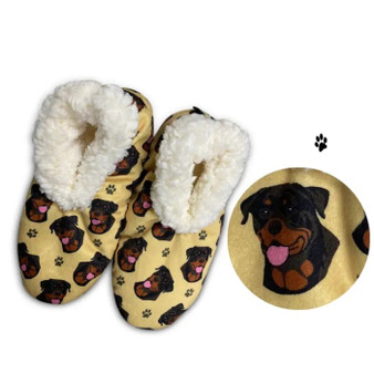 Rottweiler Dog Plush Slippers - one size fits most  women - 5-11