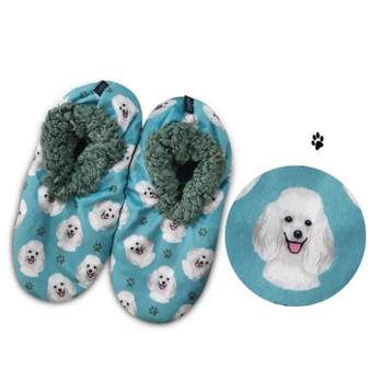 Poodle Dog Plush Slippers - one size fits most  women