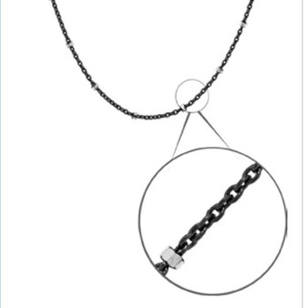 Gun Metal over Sterling Silver Chain - 0.6mm - 50cm