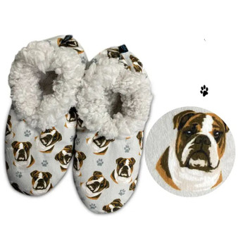 Bulldog Plush Slippers - one size fits most  women - 5-11