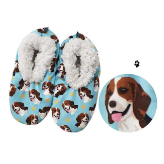 Beagle Dog Plush Slippers - one size fits most  women