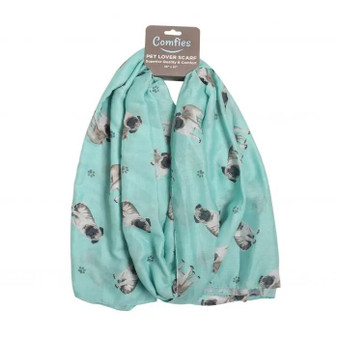 Pug Dog Scarf - 185 cm x 90 cm - 100% Polyester