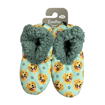 Golden Retriever Dog Plush Slippers - one size fits most  women - 5-11