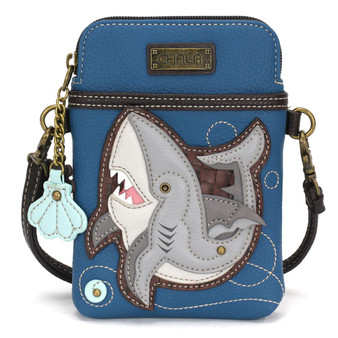 Shark - Small Phone / xBody Bag - Blue - Faux Leather Shark - Small Phone / xBody Bag - Blue - Faux Leather