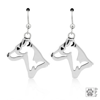 Jack Russell Terrier, Smooth Coat Earrings - recycled .925 Sterling Silver