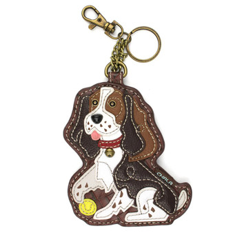 Key Ring/Bag Charm with coin purse - Cocker Spaniel - Faux Leather