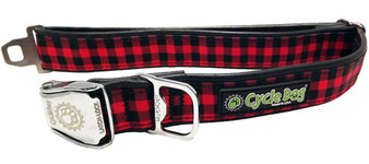 Dog Collar - Red Plaid - Medium (30-53 cm) 13.5 - 34 kg