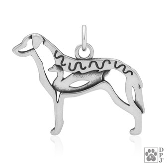 Chesapeake Bay Retriever w/Duck Necklace, Body pendant - recycled .925 Sterling Silver