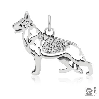 German Shepherd Necklace, Body pendant - recycled .925 Sterling Silver