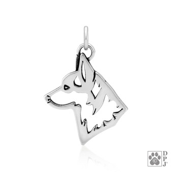 Pembroke Corgi Necklace, Head pendant - recycled .925 Sterling Silver