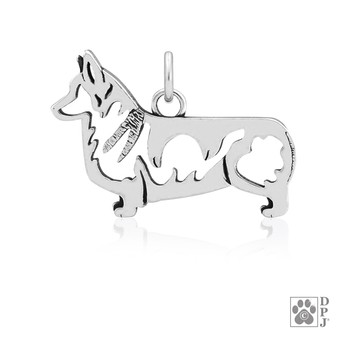 Pembroke Corgi Necklace, Body pendant  - recycled .925 Sterling Silver