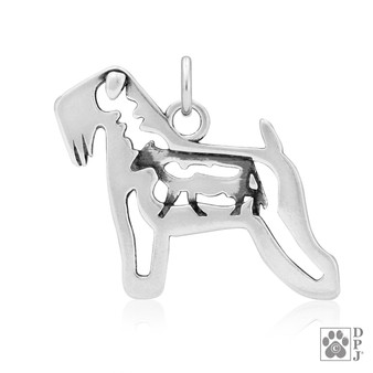 Soft Coated Wheaten Terrier w/Cow Necklace, Body pendant - recycled .925 Sterling Silver