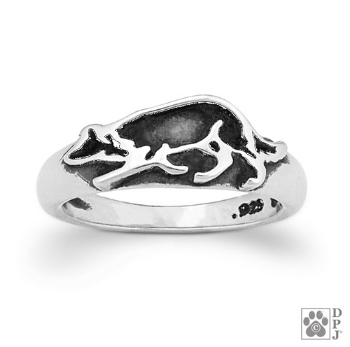 Ring - Border Collie Crouch - .925 Sterling Silver
