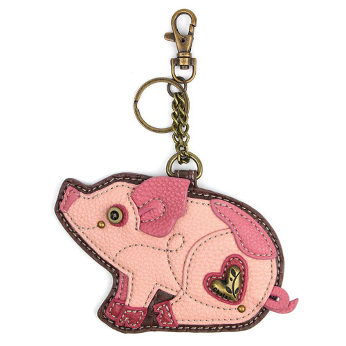 Key Ring/Bag Charm with coin purse - Pig - Faux Leather