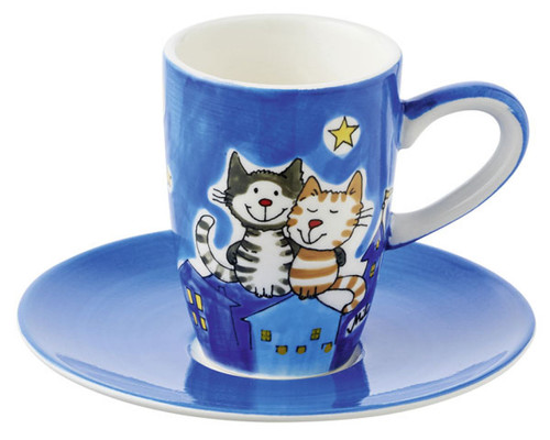 Espresso cup set - Nightcats - ceramic - hand painted