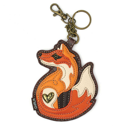 Key Ring/Bag Charm with coin purse - Fox new- Faux Leather