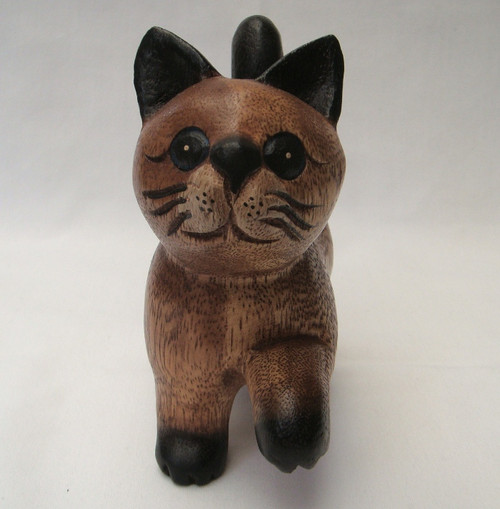 Wooden walking cat, 15 cm - hand carved - Fairtrade
