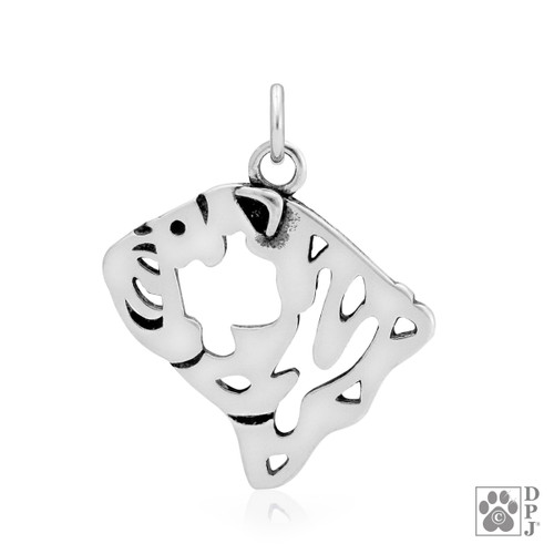 Bulldog, Head pendant - recycled .925 Sterling Silver