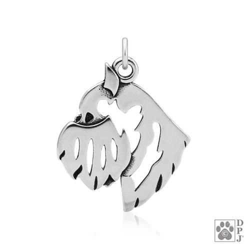 Brussels Griffon, Rough, Head - Pendant - recycled .925 Sterling Silver