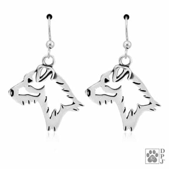 Jack Russell Earrings, Earrings, Head pendants pendants, Broken Coat - recycled .925 Sterling Silver