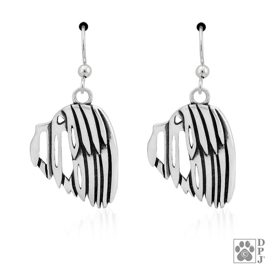 Havanese Earrings, Head pendants - recycled .925 Sterling Silver