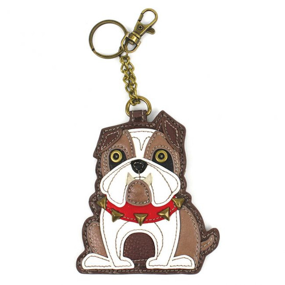 Key Ring/Bag Charm with coin purse - Bulldog - Faux Leather