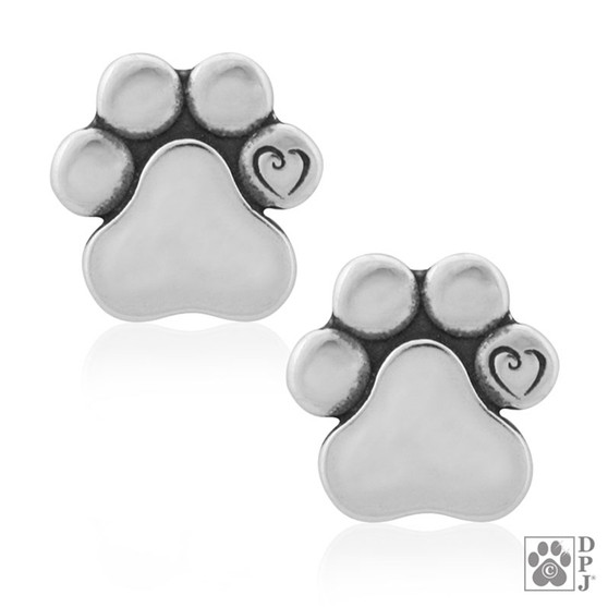 Unconditional Love  - Paws Ear Studs -  recycled .925 Sterling Silver