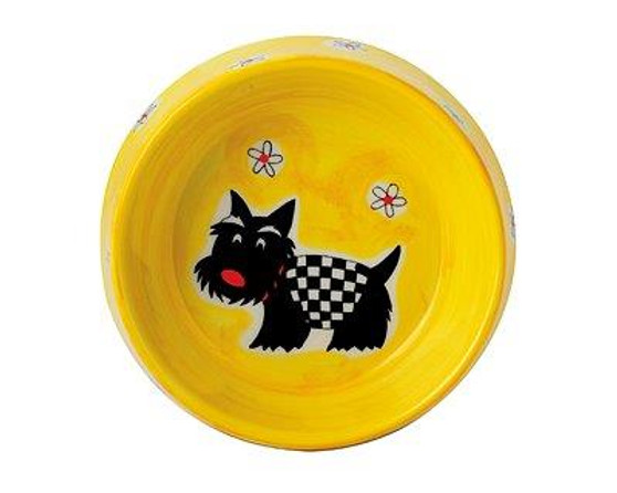 Dog Food Bowl - Scotty - diameter 15 cm - ceramic - hand painted