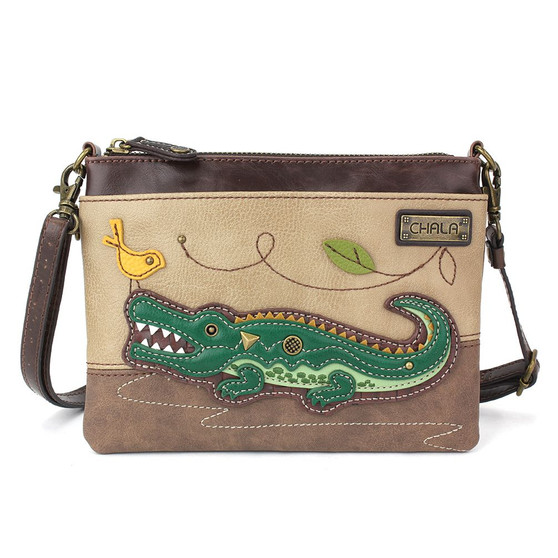 Crocodile - Mini Cross Body Bag - taupe - Faux Leather