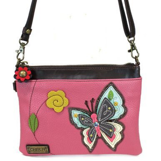 Butterfly - Mini Cross Body Bag - Pink - Faux Leather