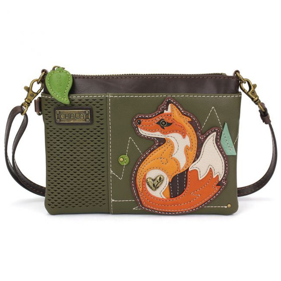 Fox - LaserCut Mini Cross Body Bag - Dark Brown - Faux Leather