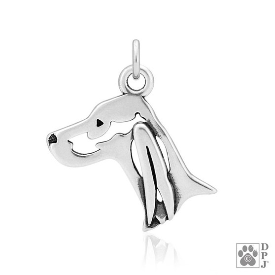 Irish Setter Necklace, Head pendant - recycled .925 Sterling Silver