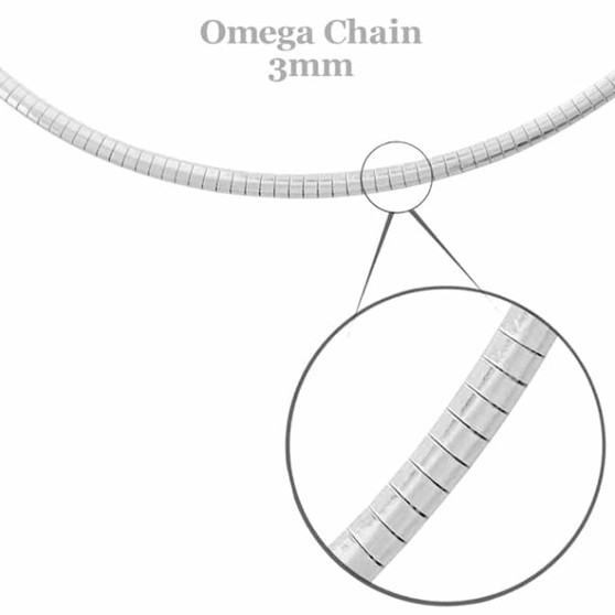 Flat Omega Chain reversible - 3mm - 40cm -  925 Silver