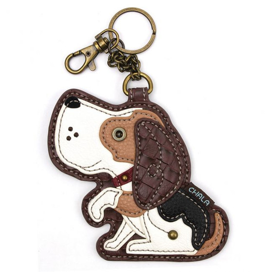 Key Ring/Bag Charm with coin purse - Beagle Dog - Faux Leather