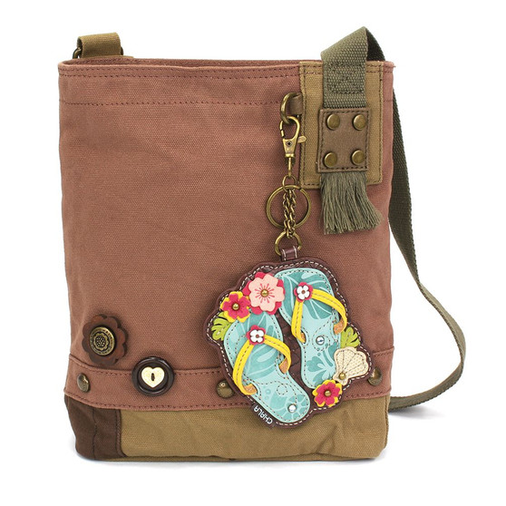 Patch Cross Body Bag - Thongs (flip flops) - Mauve - Canvas