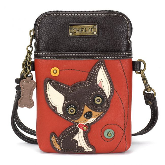 Brown Chihuahua - Small Phone / XBody Bag - Orange - Faux Leather