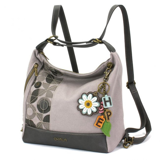 Retro Convertible Bag -Daisy+Hope - Grey - Canvas/Faux Leather