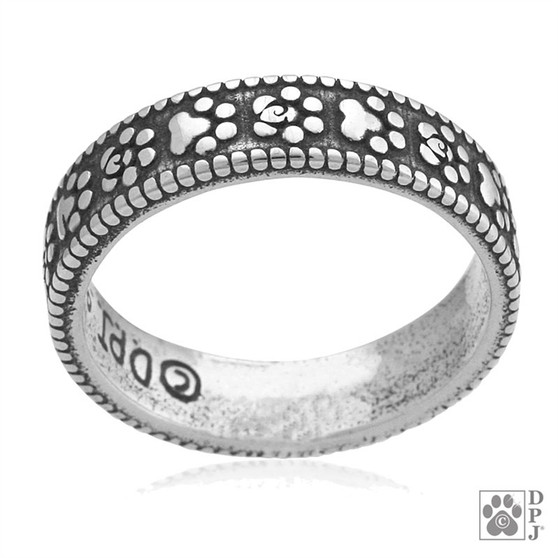 Paws leave such impressions Ring - Paw prints -  recycled .925 Sterling Silver