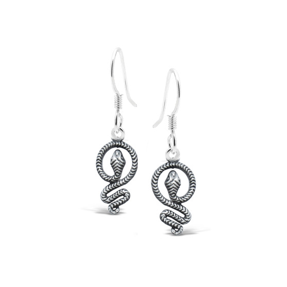 Snake Earrings - 3 cm drop -  .925 Sterling Silver