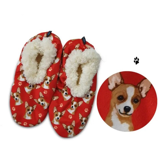 Chihuahua Dog Plush Slippers - one size fits most  women - 5-11