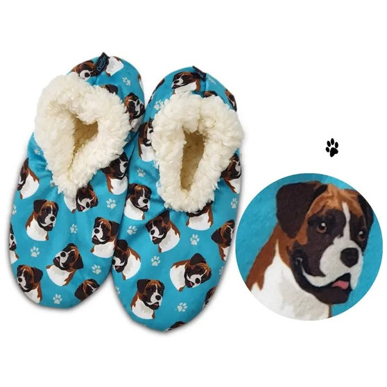 Boxer Dog Plush Slippers - one size fits most  women - 5-11