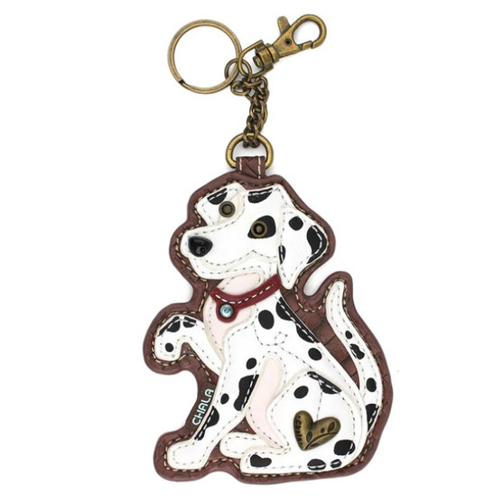 Key Ring/Bag Charm with coin purse - Dalmatian - Faux Leather