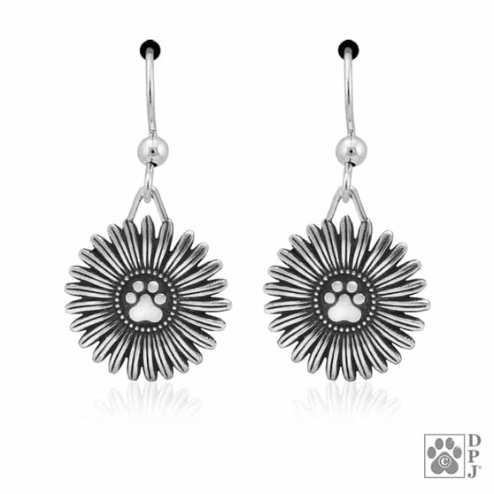 Flower Pawer Earrings -  recycled .925 Sterling Silver