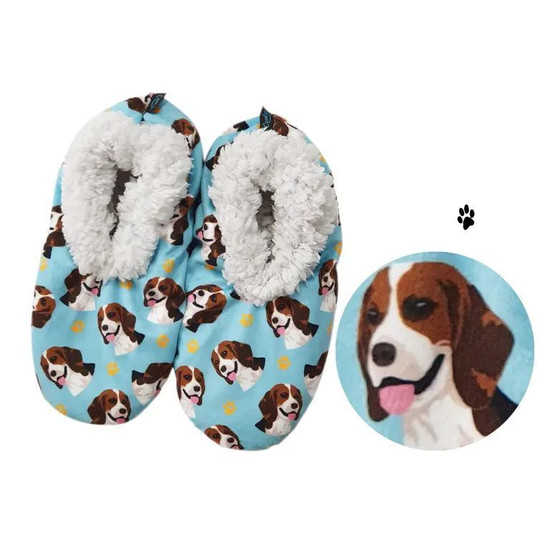 Beagle Dog Plush Slippers - one size fits most  women - 5-11