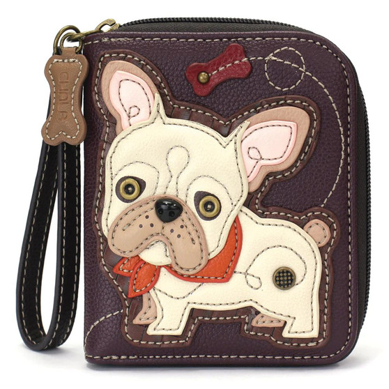 French Bulldog - Zip-Around Wallet - plum - Faux Leather
