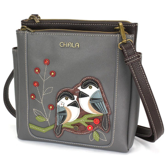Merry Messenger Bag - Chickadee - grey - Faux Leather 