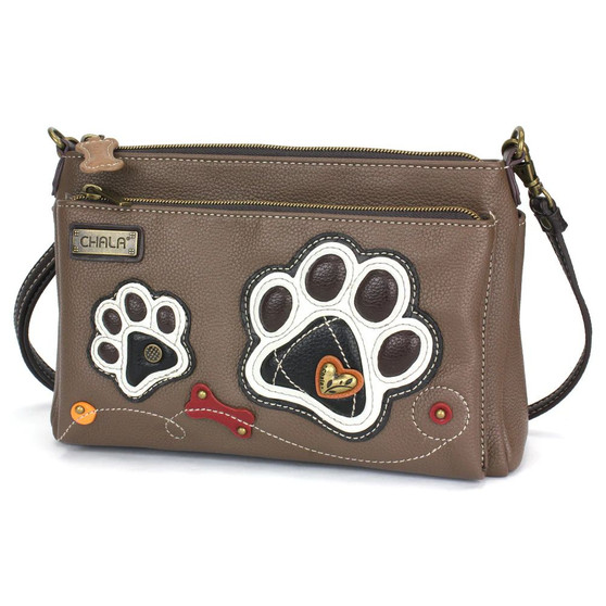 Pawprint - Deluxe Cross Body Bag - Brown - Faux Leather